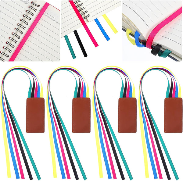 Ptwola 4 Pcs Bible Ribbon Bookmark Colorful Artificial Leather Bookmark Multi Ribbon Page