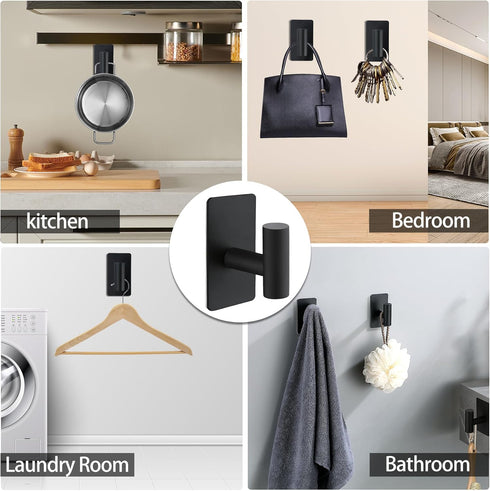 Nolimas Heavy Duty Adhesive Towel Hooks - Waterproof SUS304 Stainless Steel Kitchen Hooks for Hanging Towels, 4 Pack