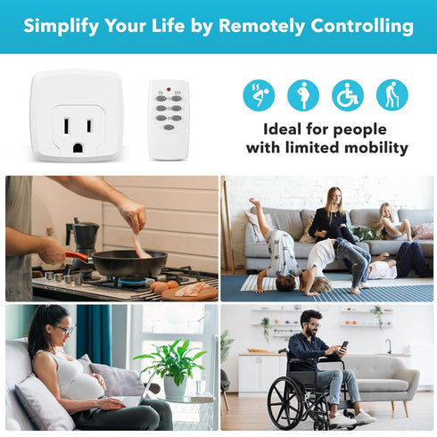 HBN Remote Control Outlet, 100FT RF Signal Wireless On Off Switch Plug for Household Appliances, 15A