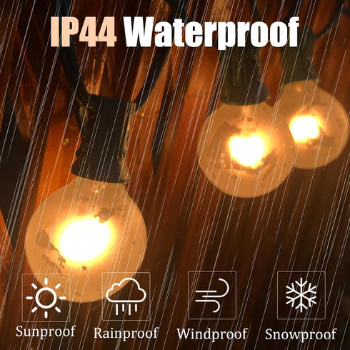 G40 25FT 27 Bulbs, G40 Umbrella-5W Abeja Outdoor String Light, Frosted White Christmas String Lights with Frosted White