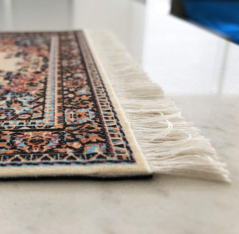 Beautiful Oriental Rug Style Mousepad, Beige Miniature Carpet Computer Mouse Pad, Non-Slip