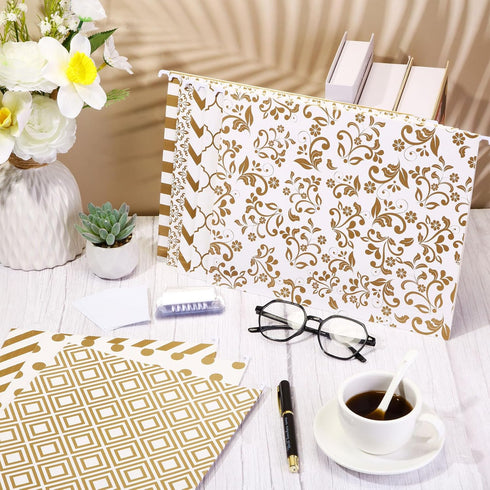 Estune 32 Pcs Decorative Hanging File Folders, Letter Size, Geometric, Marble, Quote Designs for Office Desk