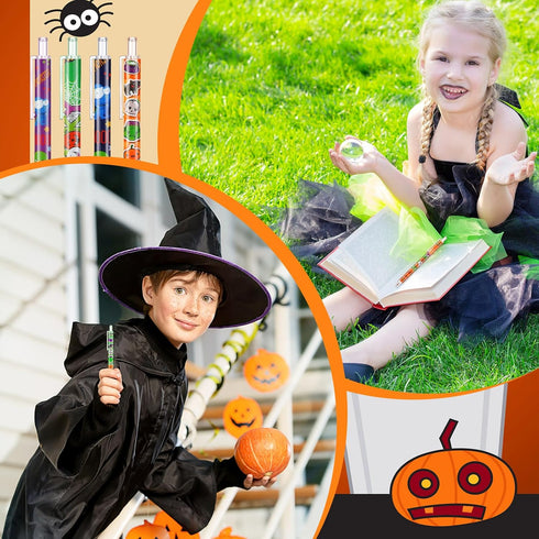 Leinuosen 120 Pcs Halloween Ballpoint Pen Retractable Gel Ink Ghost Pumpkin Spider Pattern Cute Cartoon Office Supplies