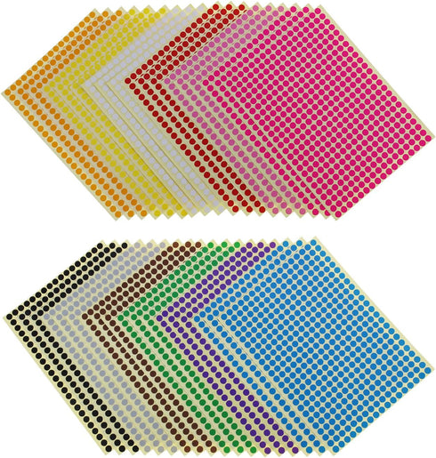 Sticky Color Coding Labels - Removable Small Circle Dot Stickers for Classroom Organization (0.24 Inch, 12 Colors)