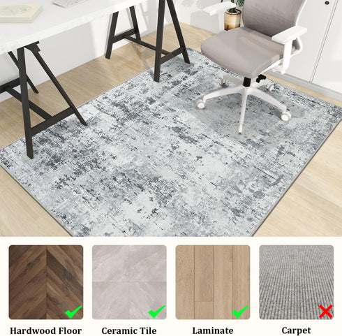 chakme Office Chair Mat for Hardwood Floor, 48"x36" Low Pile Carpet Desk Chair Mat Protector for Rolling Chair