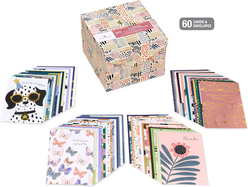 Box(60-Count) American Greetings All Occasion Deluxe Card Assortment with Envelopes and Storage