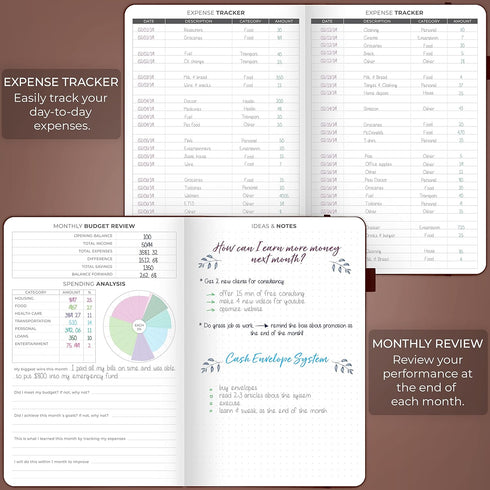 Clever Fox Budget Planner - Expense Tracker Notebook, Monthly Budgeting Organizer, A5 Finance Logbook (Brown)