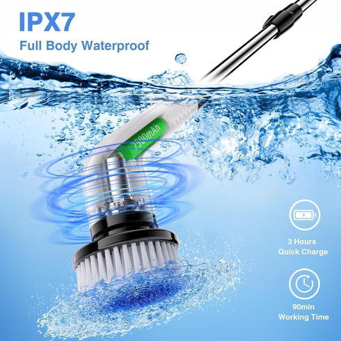 Avonley 7-in-1 25W 7 Electric Spin Scrubber, Powerful Cordless Cleaning Brush with Adjustable Handle & Replaceable