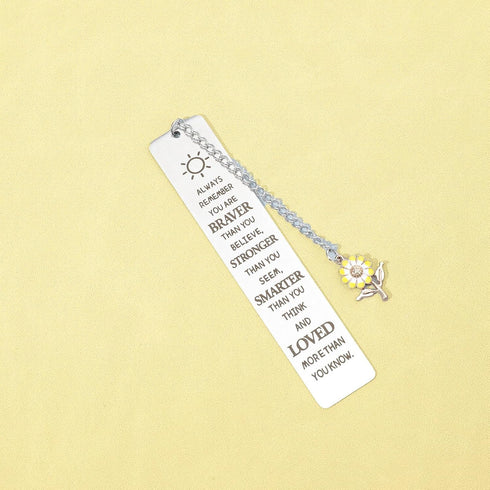 Nogeqi Inspirational Bookmarks with Sunflower Chain, Sunflower Gifts for Women, Book Markers for Reading, Gifts