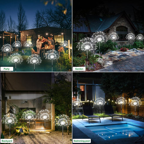 4 Pack 480 8 Slyuexu Solar Garden Lights Outdoor Waterproof, Total LED Solar Firework Lights Decorative with Lighting