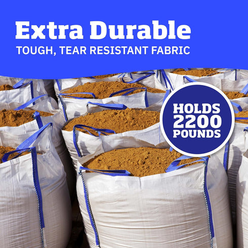 DURASACK Heavy Duty Builder's Bulk Bags 100-Gallon White Woven Polypropylene Contractor Trash Bags for Demo and Construction, Holds up to 2200 lbs