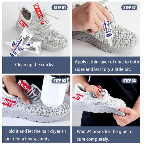 Shoe Glue Super Adhesive Clear with Precision Tip, Transparent Sealant for Footwear, 2 Fl Oz, 60ml