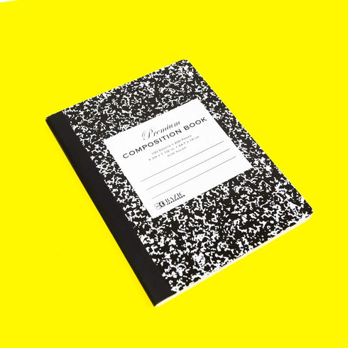 BAZIC Composition Book Wide Ruled 100 Sheet, Premium Black Marble Notebook, Writing Journal Comp Lined Notebooks for Office School, 1-Pack
