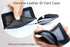 ID Card Case + Lanyard + Badge Holder, Retractable Reel Carabiner, Genuine Leather Horizontal Black