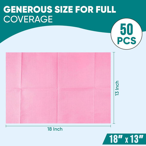 13" 18" 3-Ply, Pack 50 Amira Beauty Disposable Dental Bibs x Soft, Tear-Resistant, Waterproof Bibs for Dental, Nail