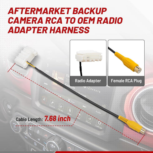 2007-2019, 2007-2012, 2007-2016 RED WOLF Backup Camera Wiring Harness to Factory Radio for Jeep Dodge RAM Chrysler