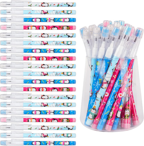 Kolewo4ever 48pcs Penguins Translucent Pencils, Fun Pencils for Kids, Non-Sharpening Stackable Pencil
