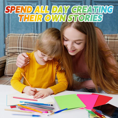 Gueevin 60 Pcs Blank Notebooks for Kids, K-2 Primary Composition Journal, 5.5" x 8.3" (Classic Colors)