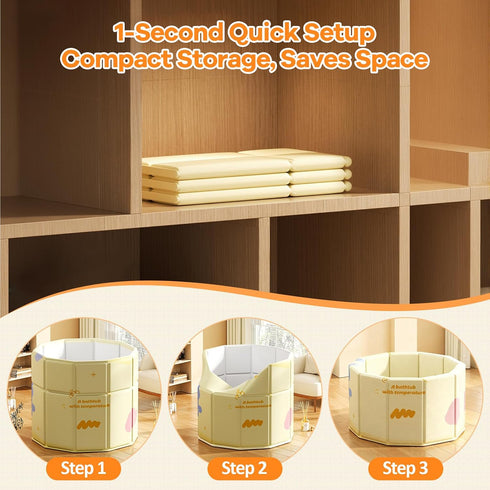 27.55"L 27.55"W 27.55"H) Portable Bathtub, Hot Ice Bath Tub Inflation-free, Shower Bathroom SPA Soaking Tub