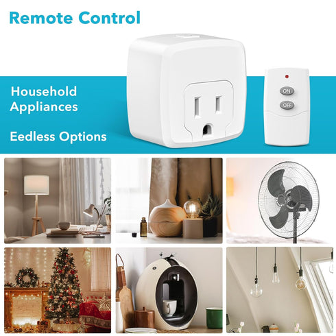 HBN Remote Control Outlet with 100FT RF Signal, Wireless On Off Switch Plug, 15A/1875W