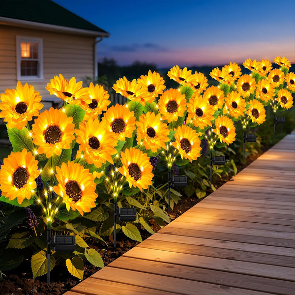 Solar Sunflower Lights Outdoor Waterproof - 6 Pack with 36 Bright Solar