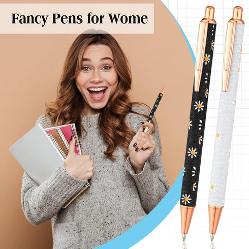 Jutom 16 Pcs Fancy Glitter Ballpoint Pens, Cute Sparkly Metal Retractable Writing Pen, Black Ink, 1.0 mm