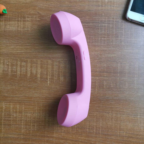 Wireless Retro Telephone Handset and Radiation-Proof Headset Receivers for Mobile Phone, Comfortable Call, Pink
