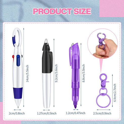Sabary Mini Highlighter Nurse Pen Pack Set, Pink and Purple Tip Highlighter, 2 Permanent Marker and 2 Ball Pen