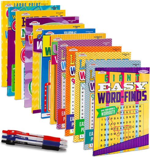 Variety Savings 12-Pack 1000+ Large WordSearch Puzzle Books for Adults, Aging Seniors Brain Stimulation