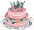 Lovepop Happy Birthday 3D Pop-Up Card for Her, Him, Girls, Boys - Floral Birthday Cake - 5" x 7" - Blank Notecard &