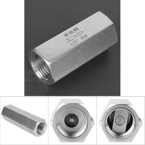 Air Check Valve Stainless Steel Hex BSPP Female Thread One Way Air Check Valve for Gas, Oil, Water Pipe Connection(1/4”) Check Valve air Compressor Check Valve 1/4 Inch One Way Check Valve