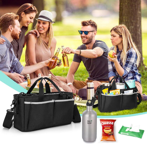 32/40 oz 3 Trunab Water Bottle Carrier with Drawstring Buckle, Cup Holder Bag with Detachable Divider, Cup Carrier