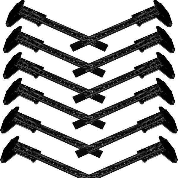 Honoson 10 Pieces Mini Plastic Caliper Vernier Caliper Measuring Tool, 150 mm, 0-6 Inch, Black for Students.
