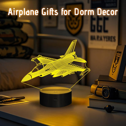 3D 7 Anywin Warplane Night Lights,Kids Airplane Night Light Bedside Lamp Fighter Toy Light Colors Changing with Remote