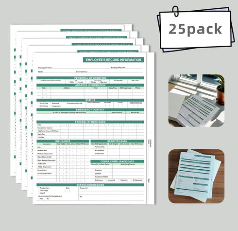 Employee File Folders (25 Pack), 9.5 x 11.5 Inch, 2 Internal Slots, Confidential & Secure, Easy to Organize