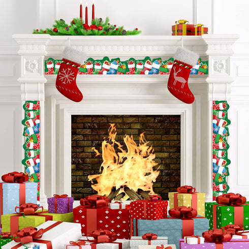 Gingerbread House Christmas Stocking Bulletin Board Decorations - 63ft Winter Border Paper for Classroom, Office