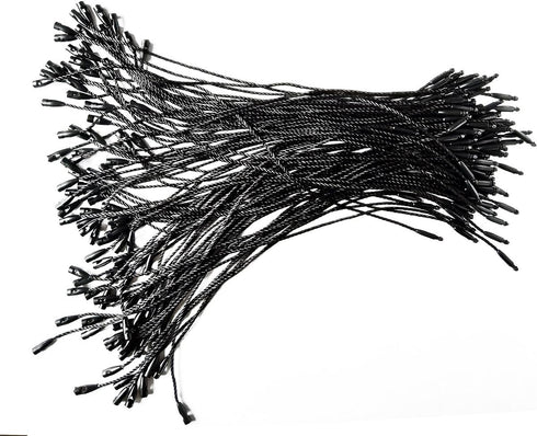 LGEGE 500 pcs 7.5-inch Black Hang Tag Nylon String Snap Lock Pin Loop Fasteners Hook Ties
