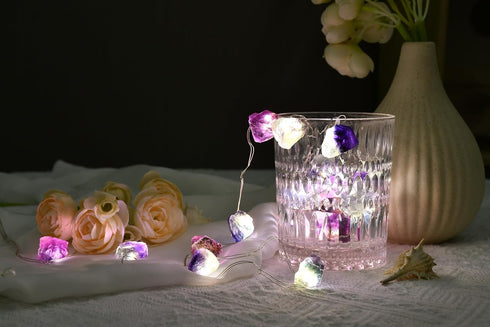 Nature Colorful Fluorite Crystal String Lights 6.5 FT 20 LED Powered by