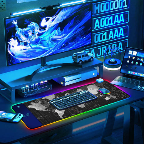 ToLuLu 5/7.5/10/15W 10 800x300x4MM RGB Gaming Wireless Charging Mouse Pad, Light Modes LED Mouse Pad Computer Keyboard