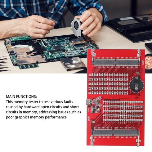 Arythia DDR4 DDR5 2-in-1 RAM Memory Tester Card, Slot Diagnostic Analyzer, LED Fault Indicator, Type C & Battery