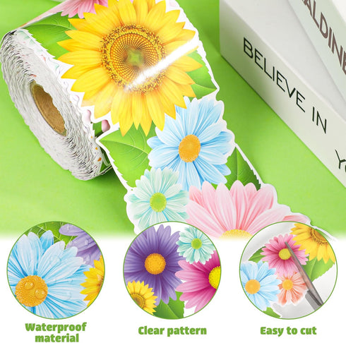 Augisteen 68.9 Ft Spring Bulletin Board Borders Daisy Flower Trim Decoration for Classroom & Home Decor