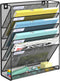 Wall File Organizer, 6-Tier Mesh Hanging Mail Organizer, Vertical Office Storage Rack for Home Office, Black