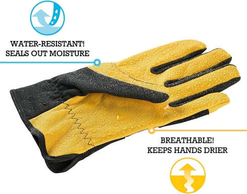 Wells Lamont Men's HydraHyde Water-Resistant Leather Palm Work Gloves, Gray, Large