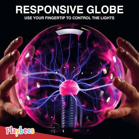7 Inch Bulb Playbees Red Plasma Ball - - Tesla Coil Static Electricity in a Vacuum Pressurized Glass Globe, Nebula