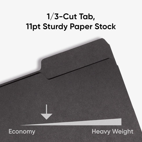 Smead Interior File Folder, Black, 1/3-Cut Tab, Letter Size, 100 per Box (10243)