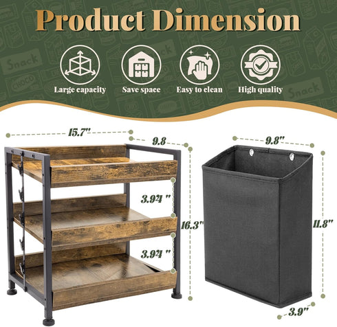 Countertop, 3 Counter, Aquzee Snack Organizer Rack for Tier Wooden Candy Display Shelf, Retail Display Shelves