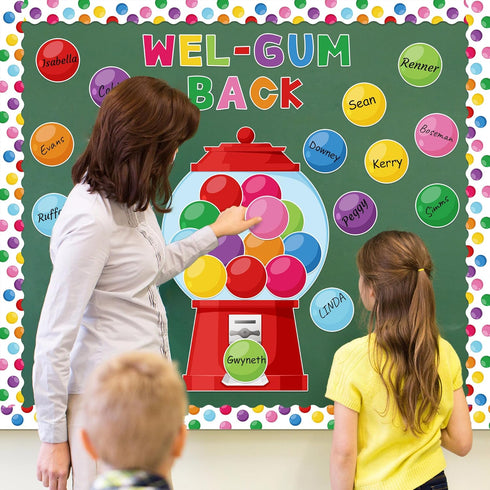 WATINC 105Pcs Back to School Gumball Machine Cutouts, Colorful Bubble Gumballs Bulletin Board Decoration Set