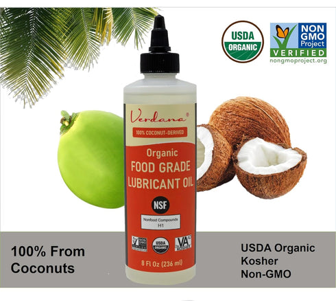 H1, 8 Oz Verdana Food Grade Lubricant Oil Organic, Kosher, NSF Non-GMO Petroleum-Free Light Machine Oil for Meat
