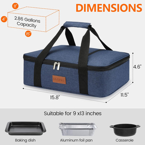 12V/24V/110V, 9"x13" Food Warmer Electric Casserole Carrier - Large Heated Lunch Bag for Car Truck, Thermos for hot