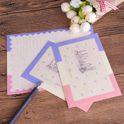 SCStyle 48Pcs Stationery Set, 32 Cute Kawaii Design Writing Paper with 16 pcs Envelopes